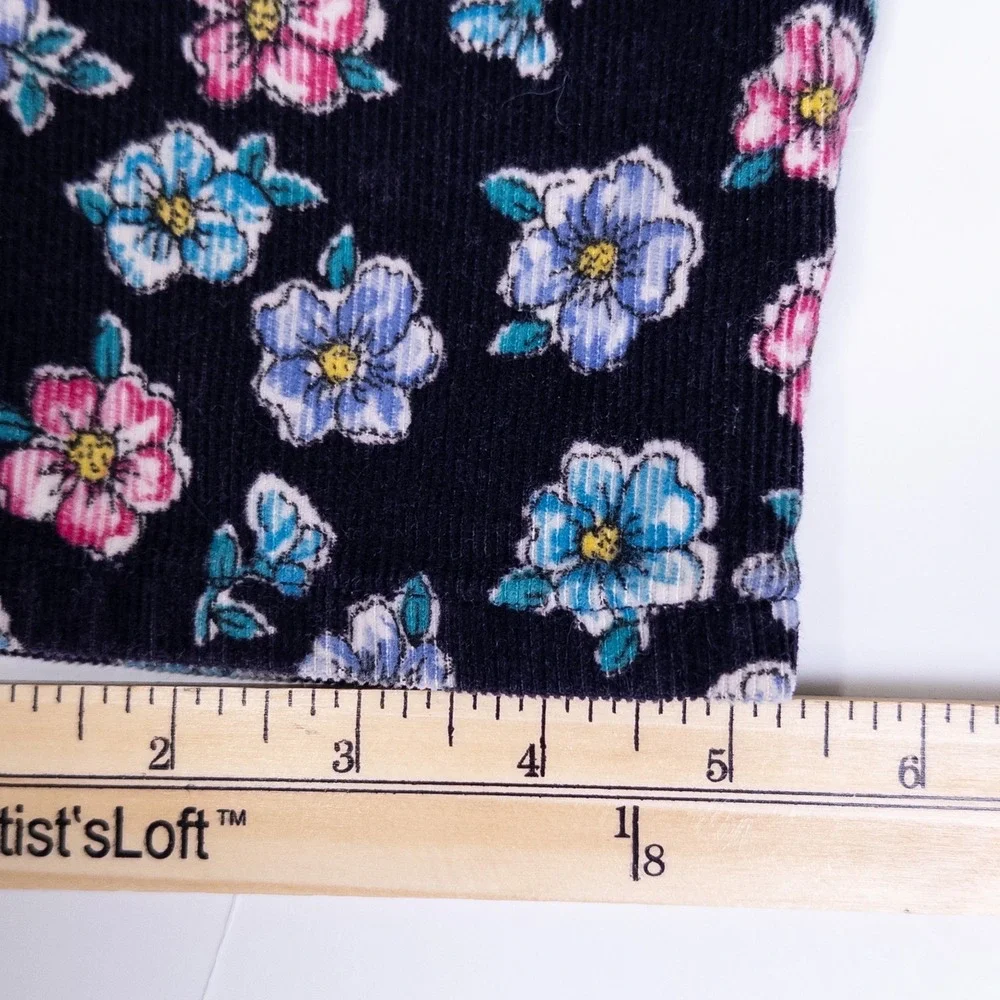 Vintage 90s OshKosh B'gosh‎ Corduroy Pants Kids 5 Navy Blue Floral Made in USA